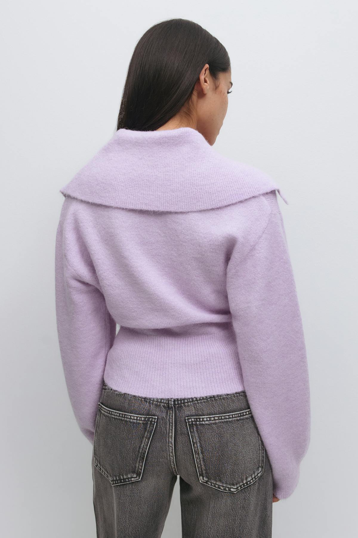 Ribbed waist knitted cardigan - Gardenia