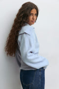 Ribbed waist knitted cardigan - Cashmere blue