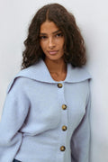 Ribbed waist knitted cardigan - Cashmere blue
