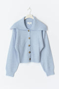 Ribbed waist knitted cardigan - Cashmere blue