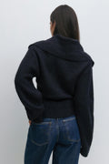 Ribbed waist knitted cardigan - Chocolate brown