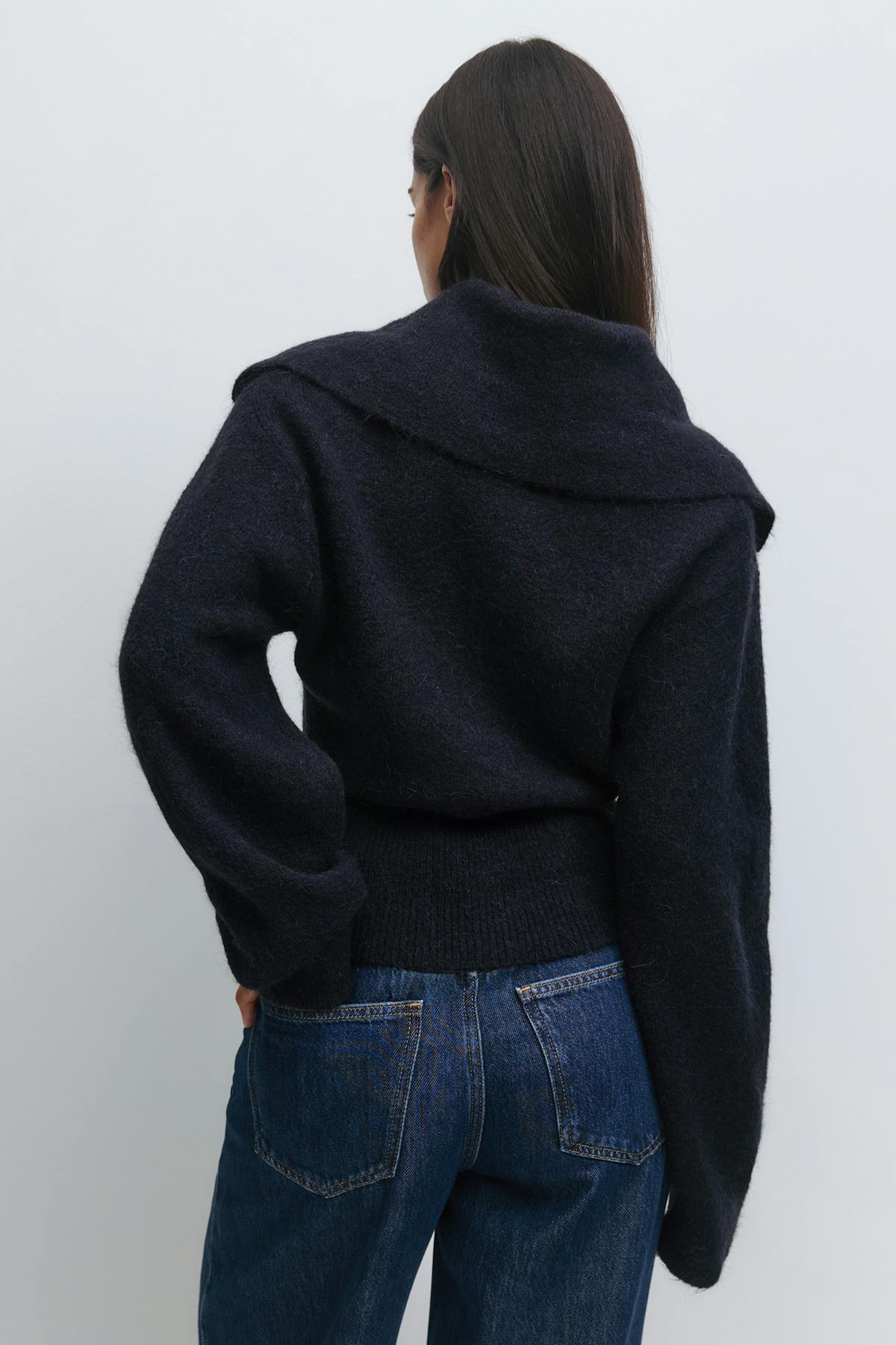 Ribbed waist knitted cardigan - Chocolate brown