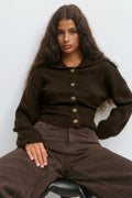 Ribbed waist knitted cardigan - Cashmere blue