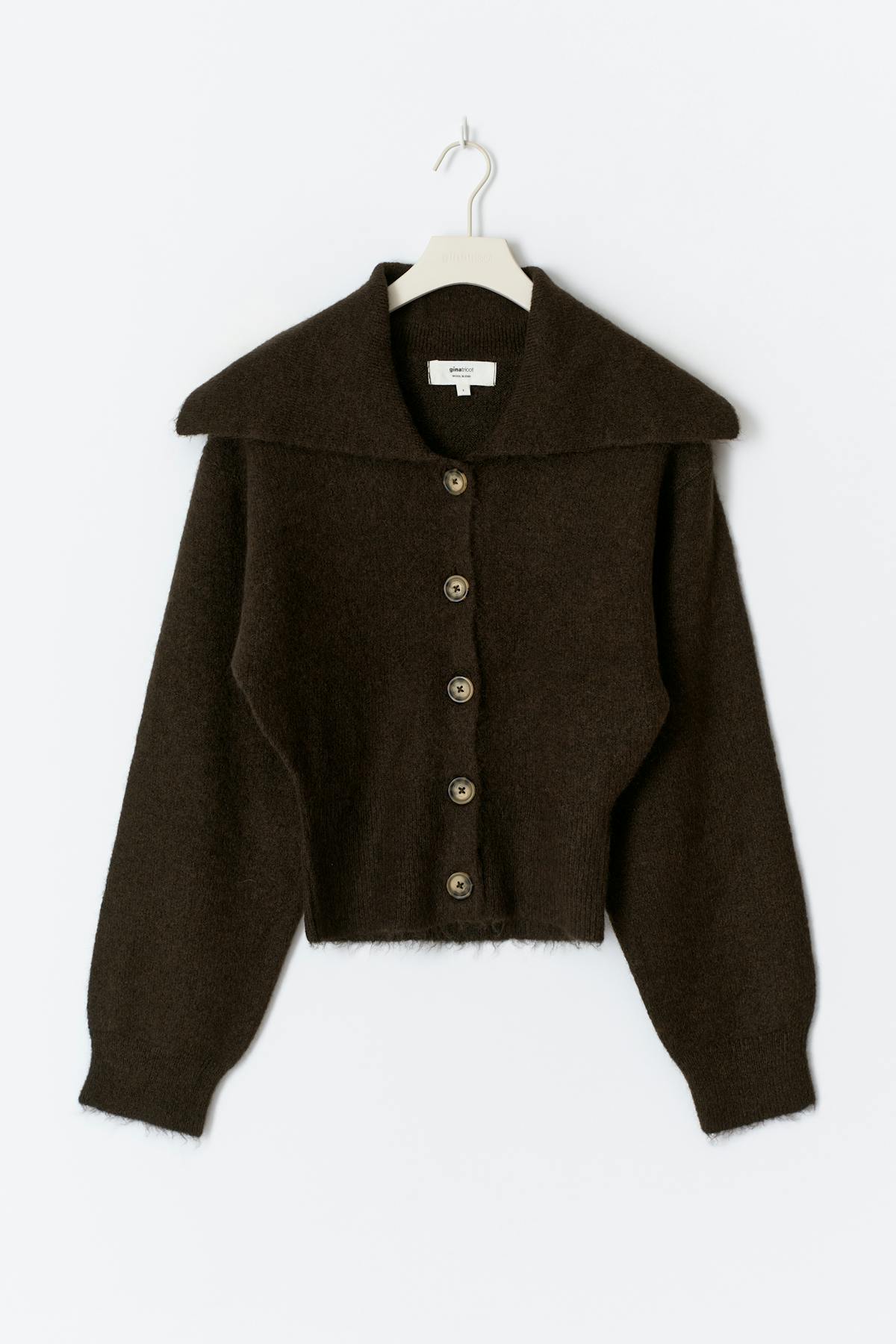 Ribbed waist knitted cardigan - Chocolate brown