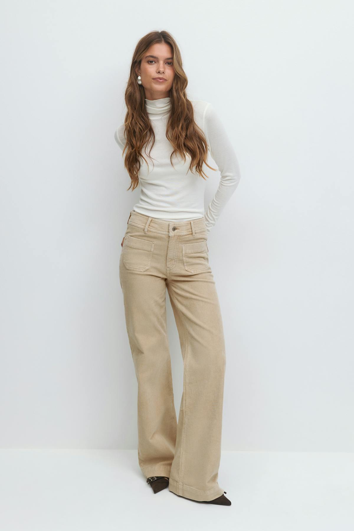 Front pocket cord jeans - Marron