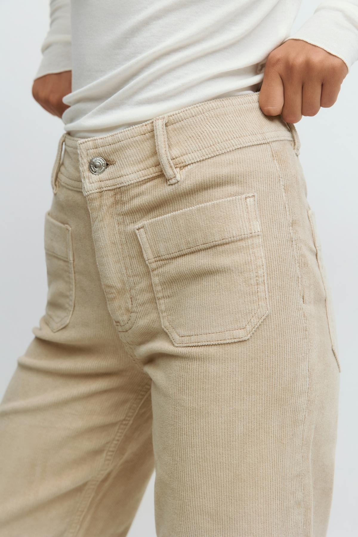 Front pocket cord jeans - Marron