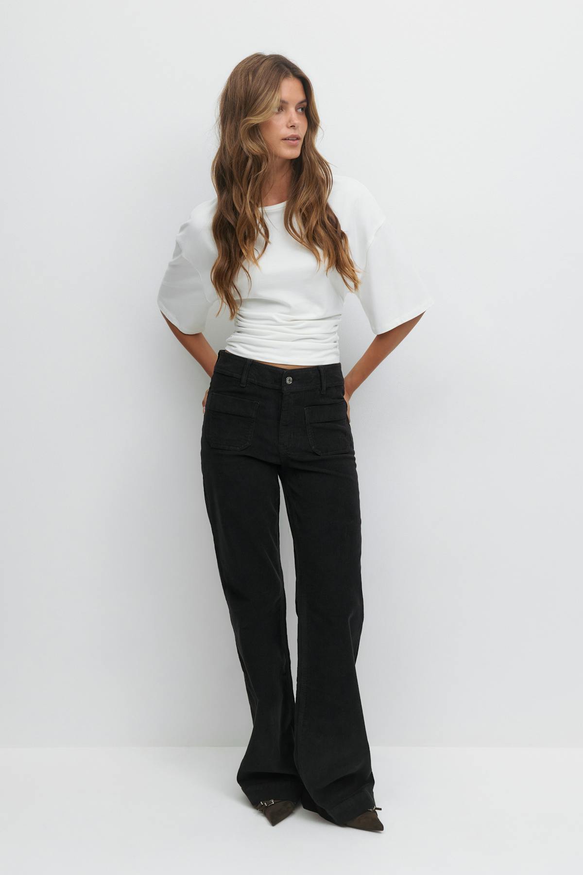 Front pocket cord jeans - Oat yellow