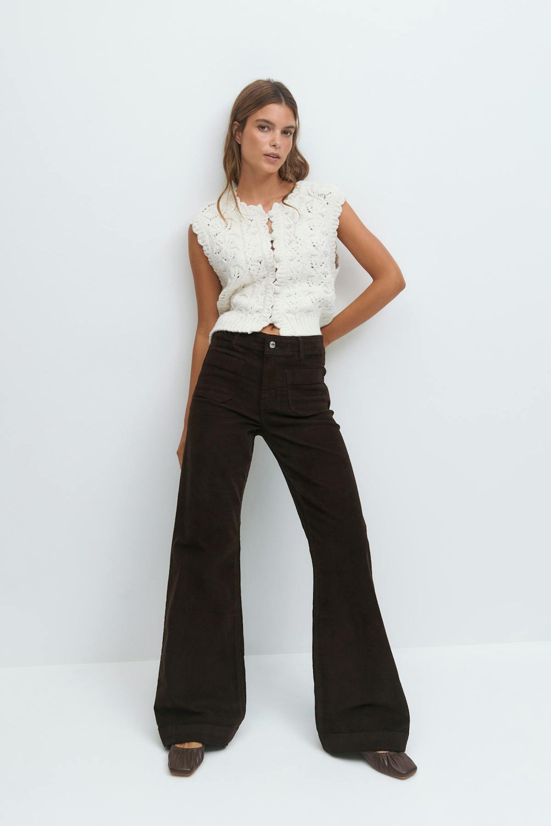 Front pocket cord jeans - Marron