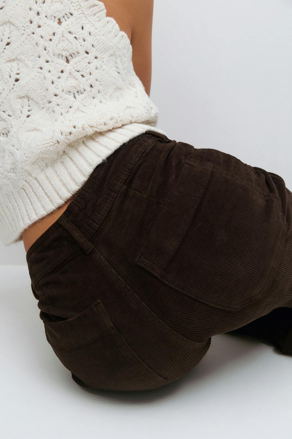 Front pocket cord jeans - Marron