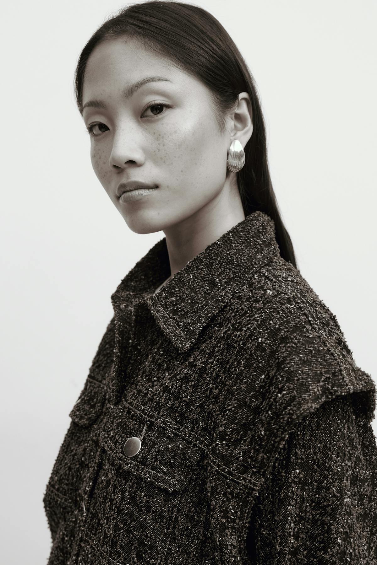 Tweed denim jacket - Mid blue