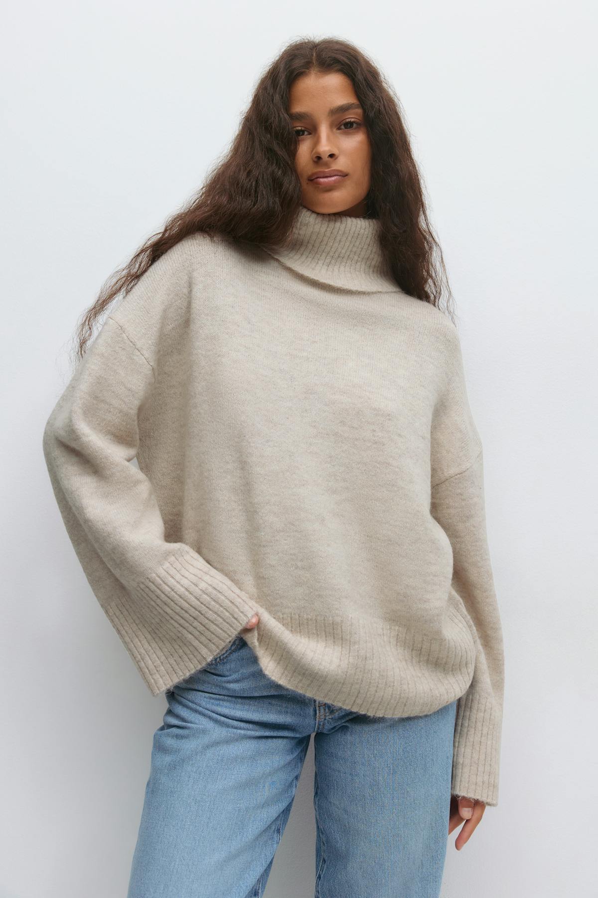 Long sleeve knitted sweater - Noir