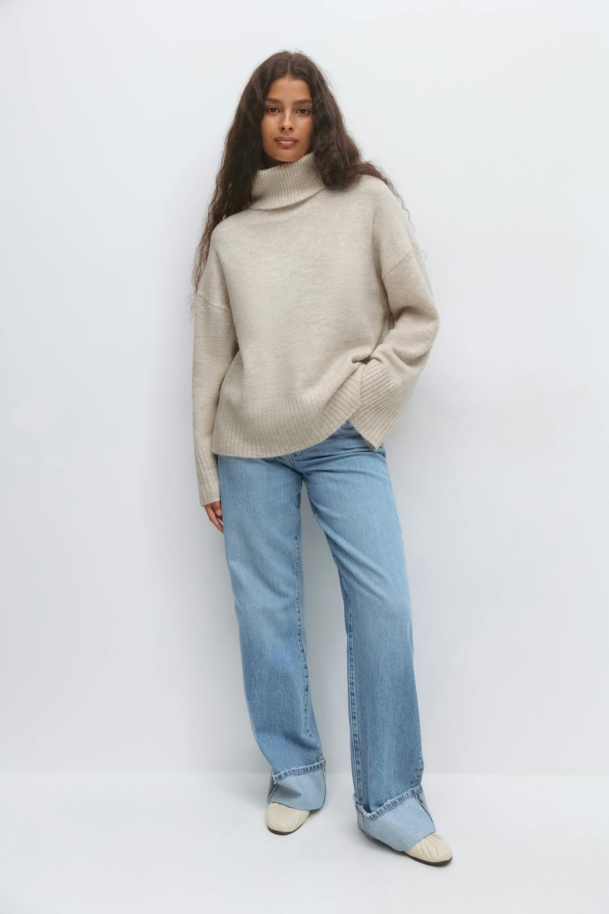Long sleeve knitted sweater - Noir