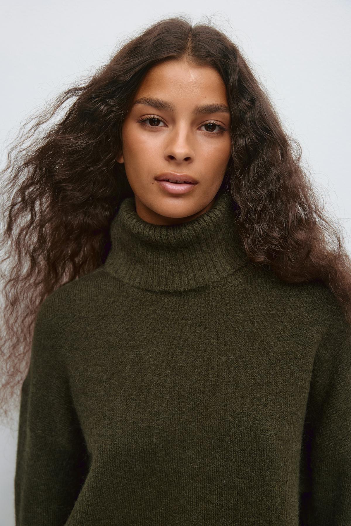 Long sleeve knitted sweater - Chocolate brown