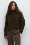 Long sleeve knitted sweater - Chocolate brown