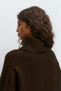 Long sleeve knitted sweater - Chocolate brown