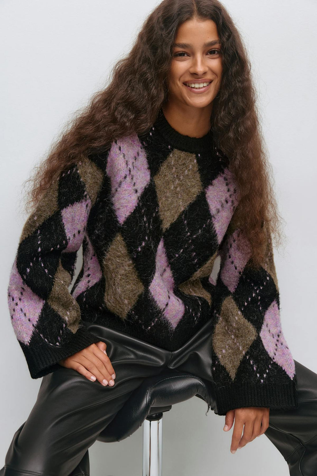 Argyle knitted sweater - Check