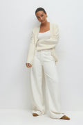 Knitted wrap kimono - Brown melange