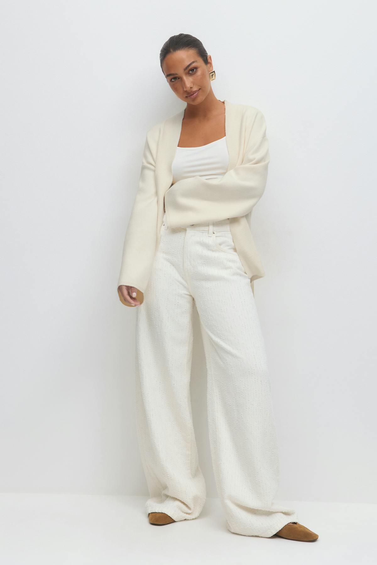 Knitted wrap kimono - Brown melange