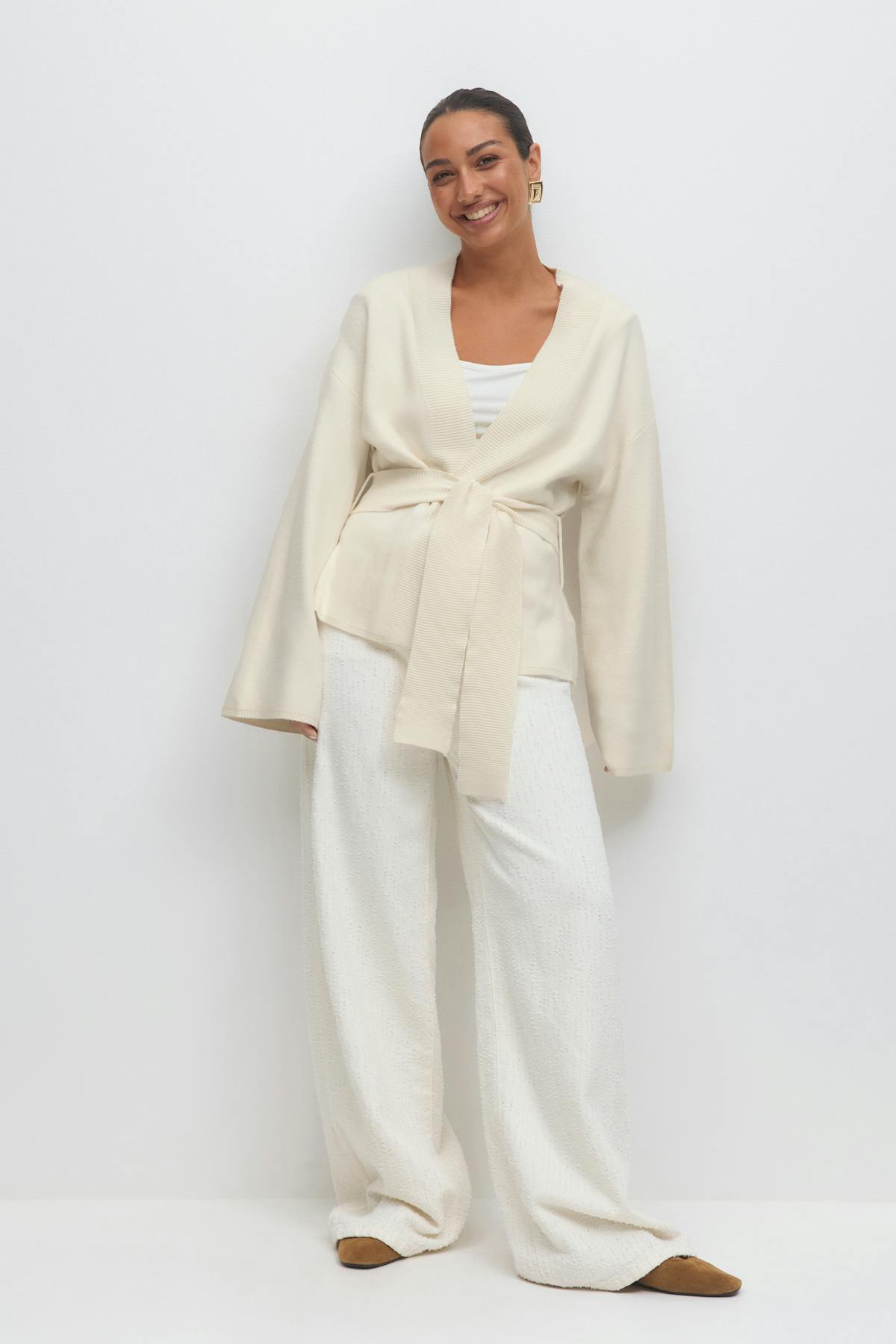 Knitted wrap kimono - Gardenia