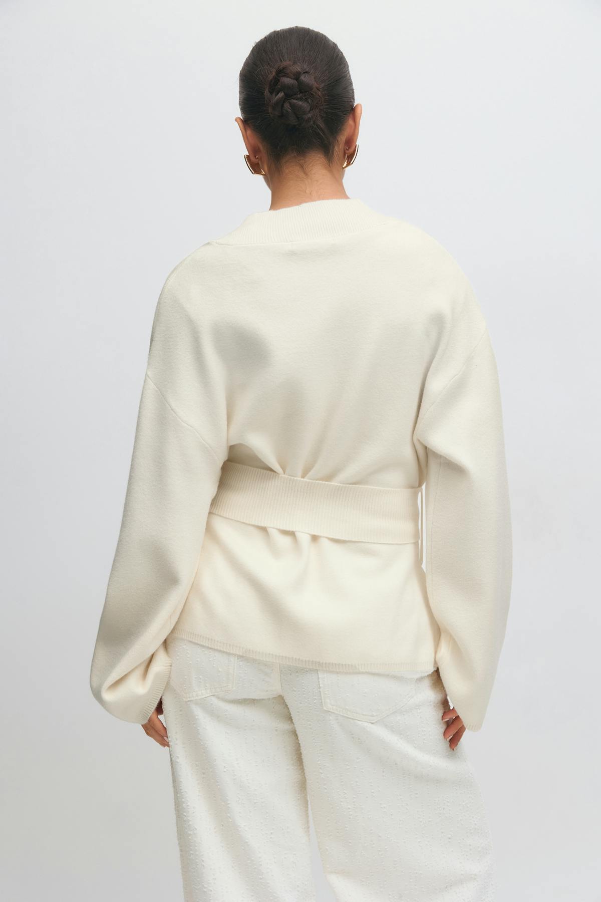 Knitted wrap kimono - Gardenia
