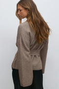 Knitted wrap kimono - Brown melange
