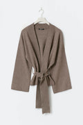 Knitted wrap kimono - Brown melange