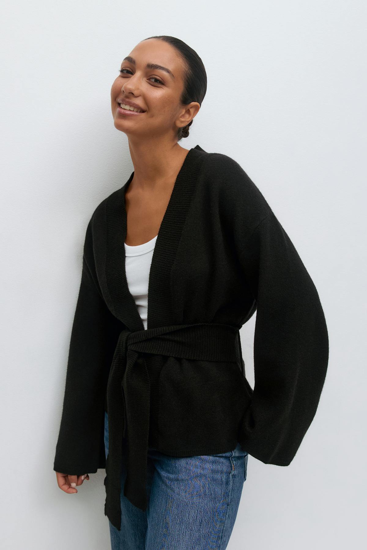 Knitted wrap kimono - Gardenia