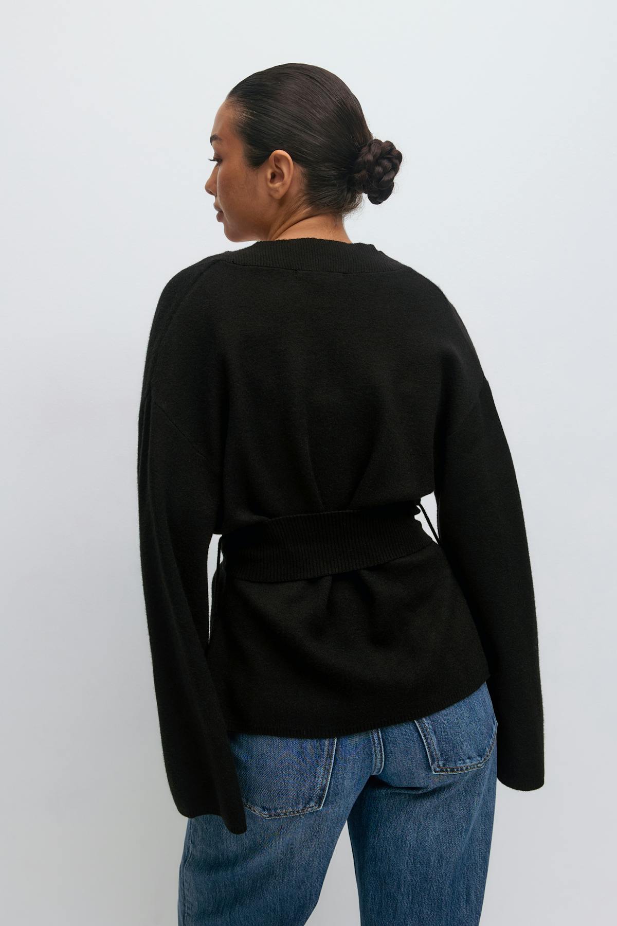 Knitted wrap kimono - Noir