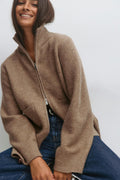Knitted pocket cardigan - Tawny port