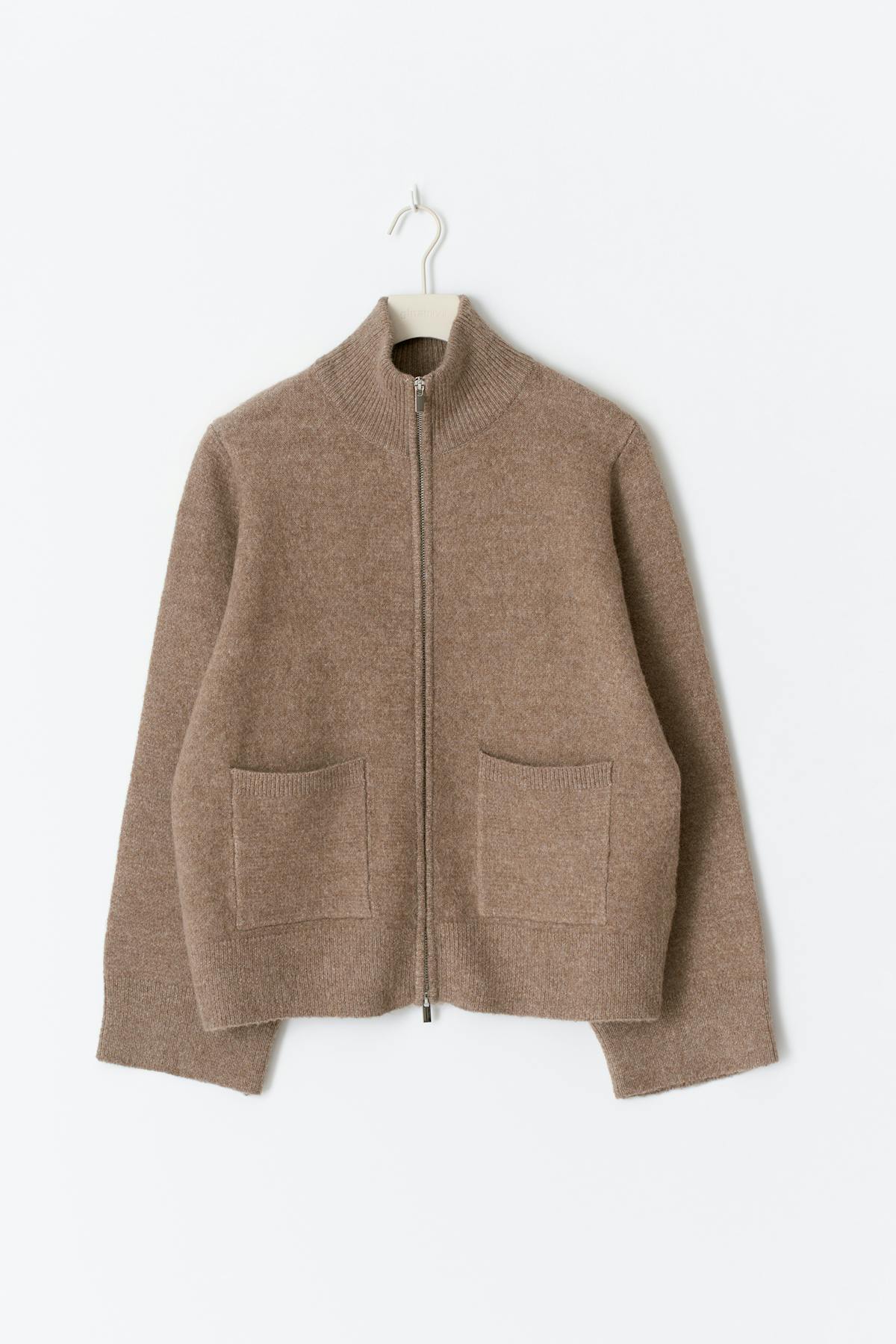 Knitted pocket cardigan - Mid grey mel