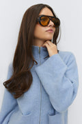 Knitted pocket cardigan - Mid grey mel