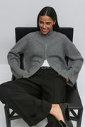 Knitted pocket cardigan - Tawny port