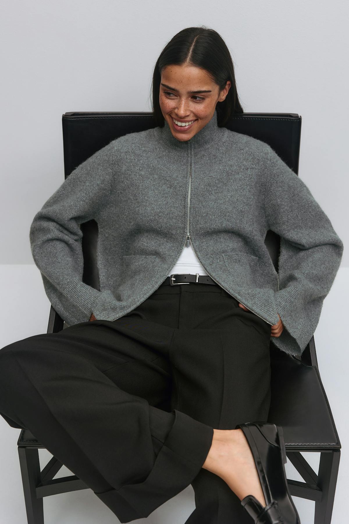 Knitted pocket cardigan - Tawny port
