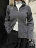 Knitted pocket cardigan - Tawny port