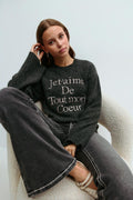 Y knitted embroidery sweater - Gris anthracite