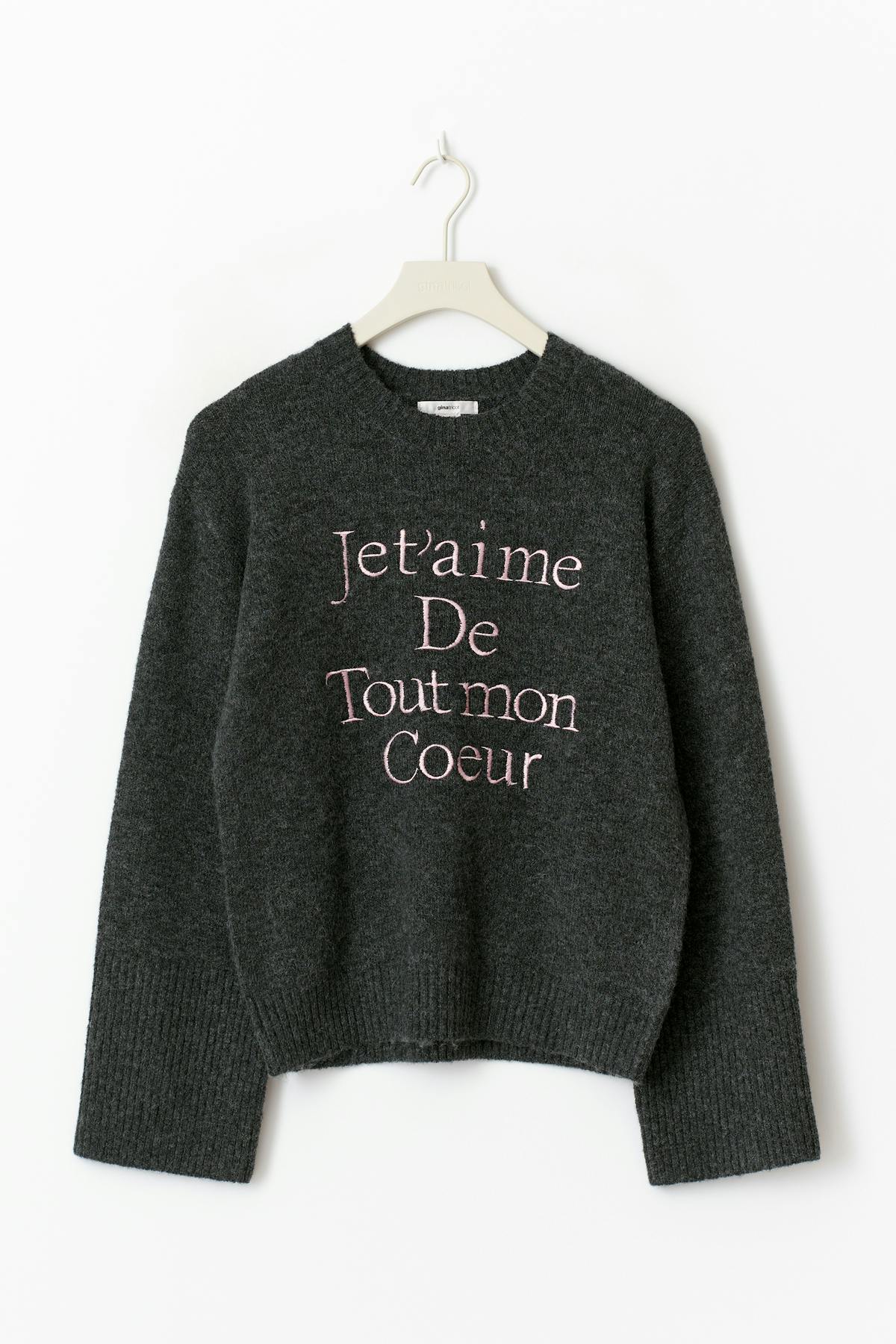 Y knitted embroidery sweater - Gris anthracite