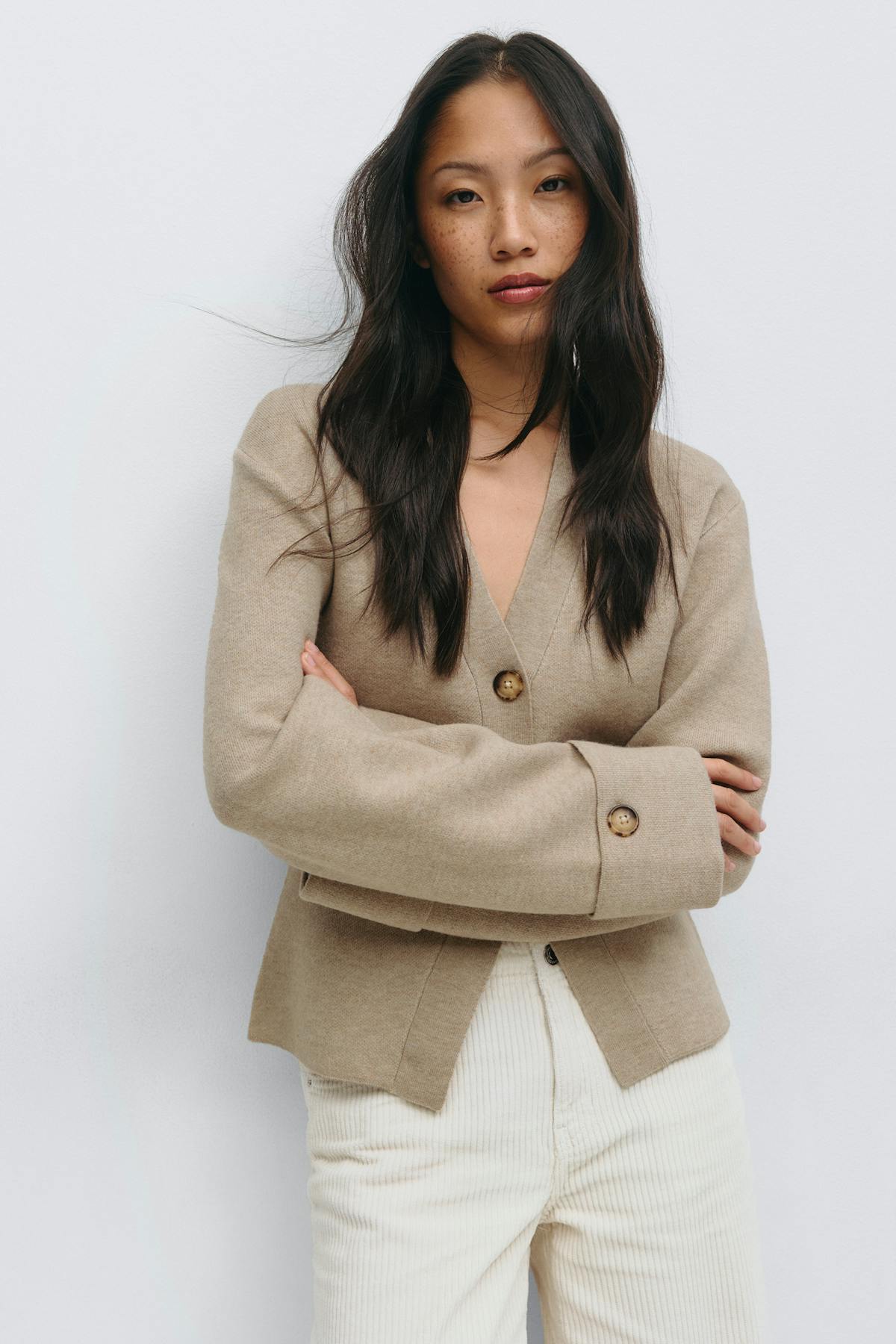 Knitted sculptured cardigan - Navy blazer