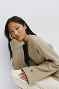 Knitted sculptured cardigan - Navy blazer