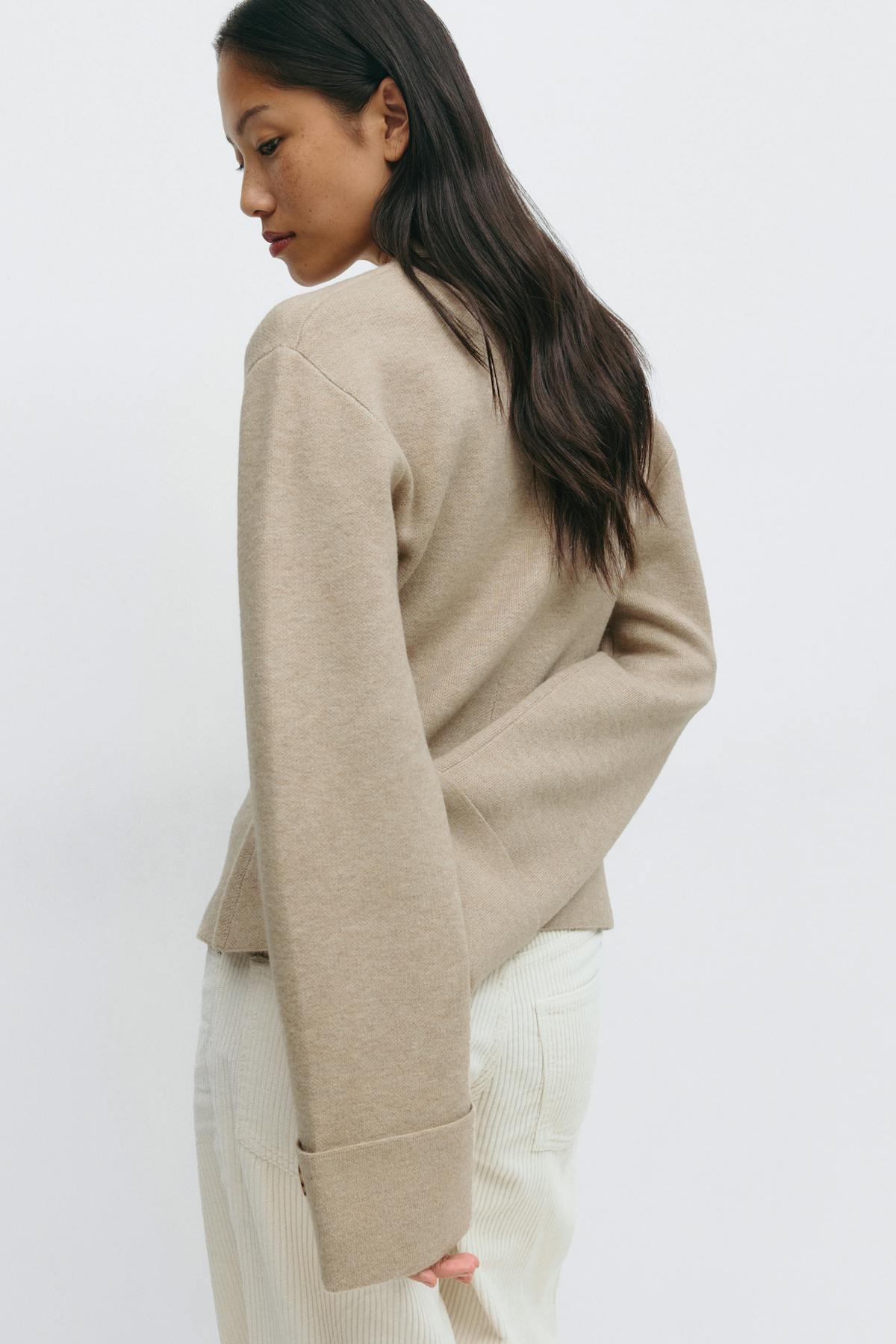 Knitted sculptured cardigan - Navy blazer