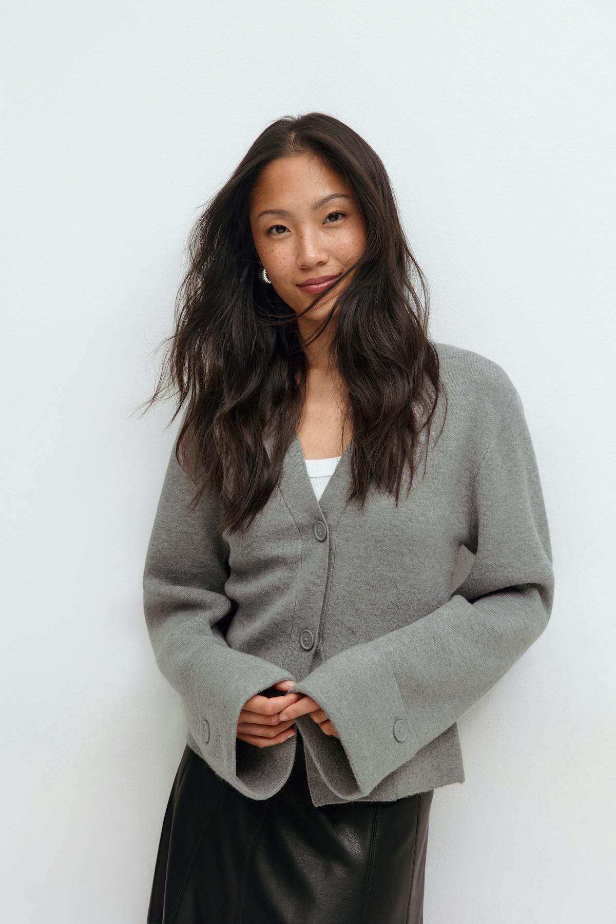 Knitted sculptured cardigan - Noir