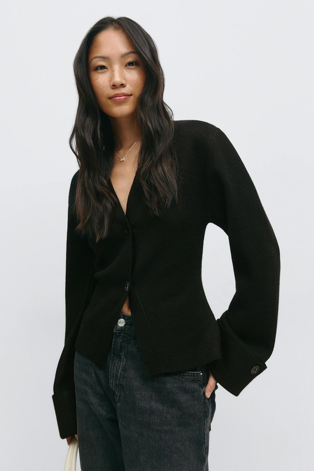 Knitted sculptured cardigan - Navy blazer