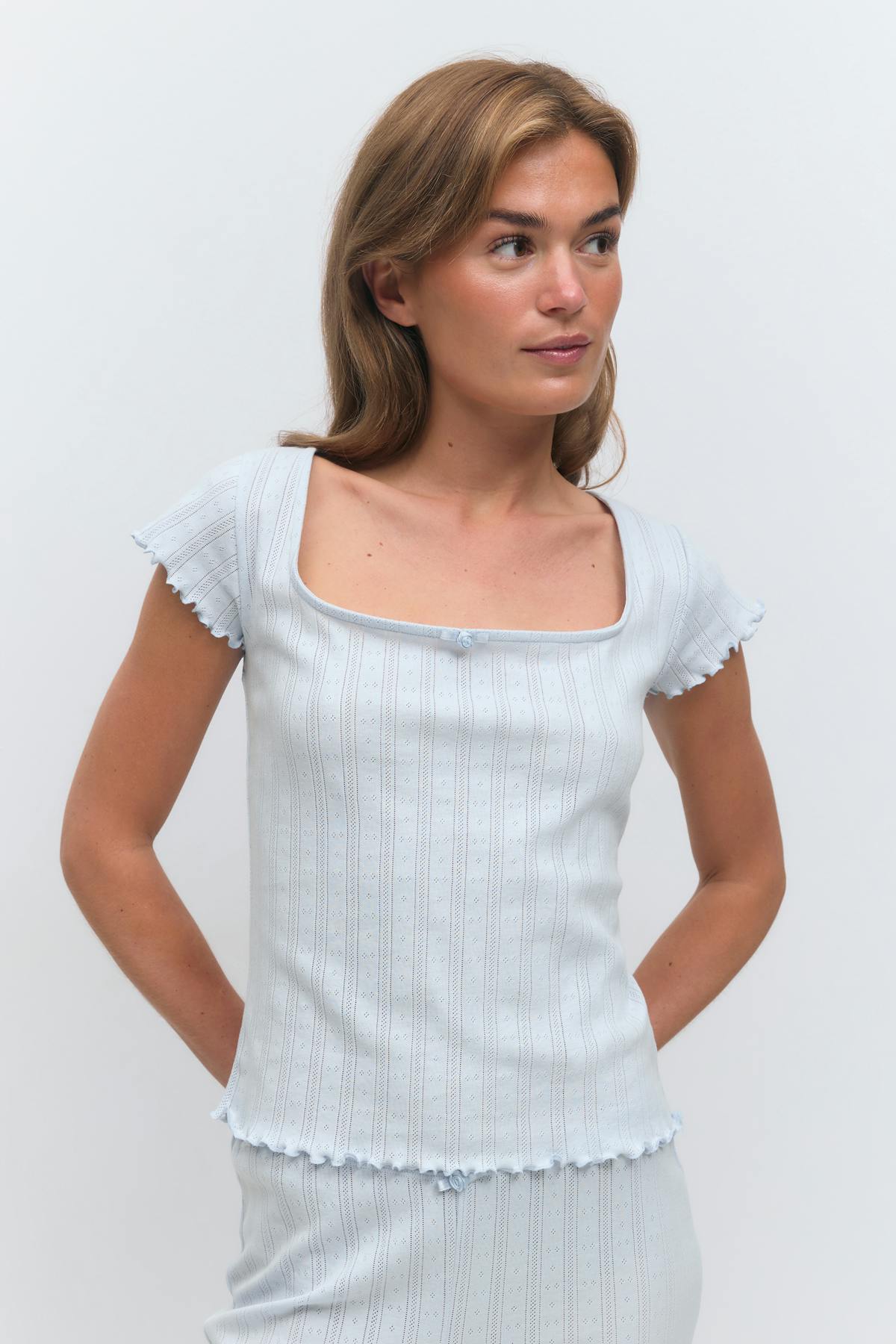 Pointelle tee - Spring garden