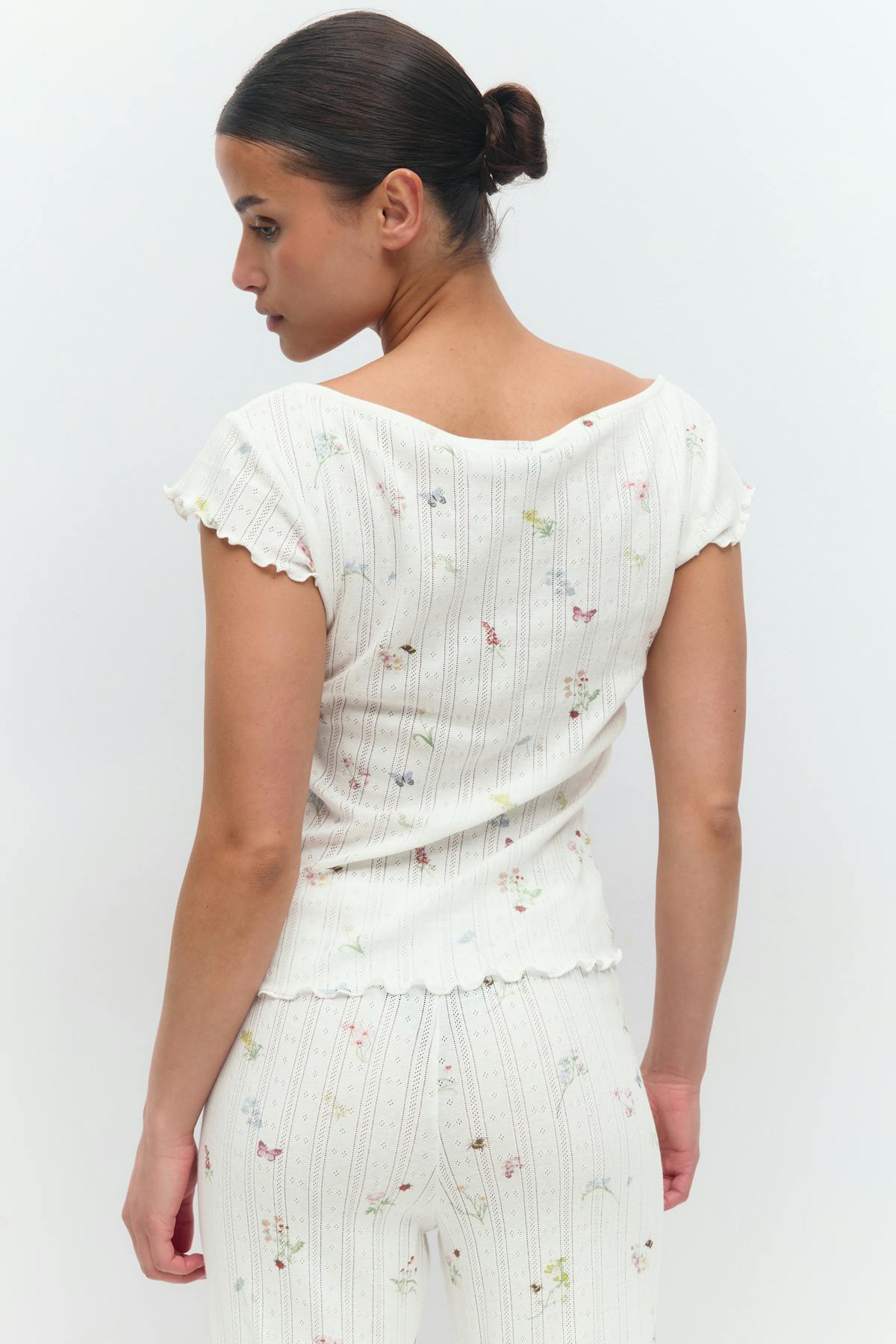 Pointelle tee - Spring garden