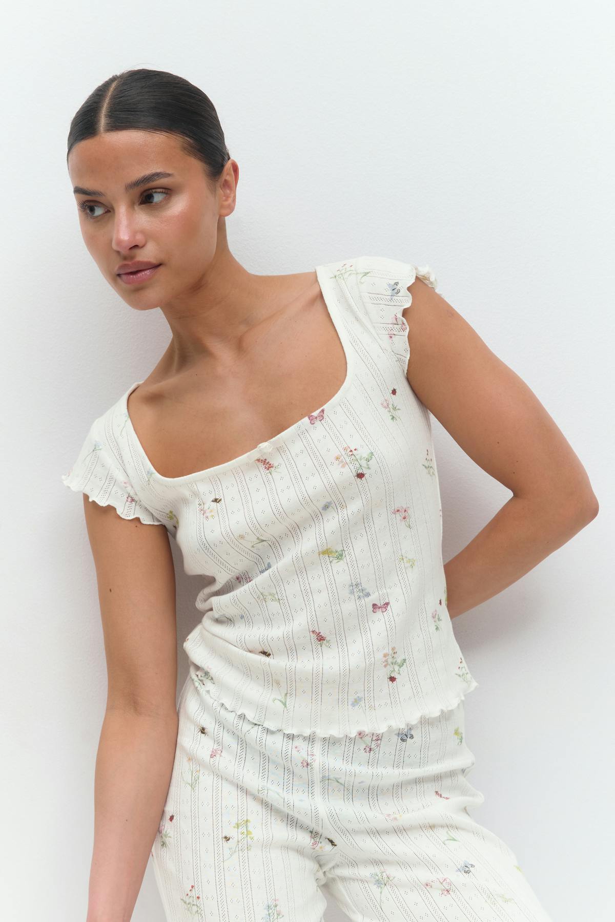 Pointelle tee - Spring garden