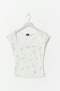 Pointelle tee - Spring garden