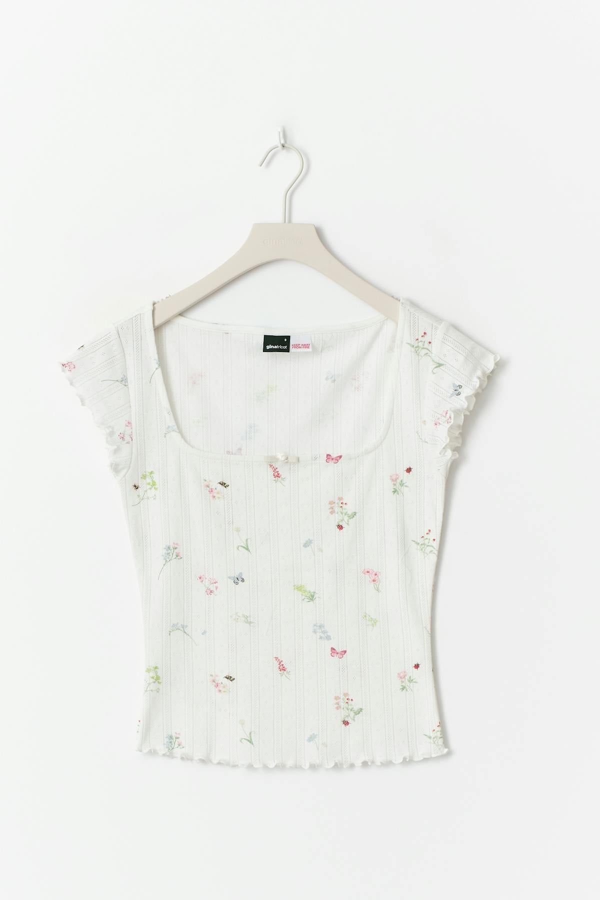Pointelle tee - Spring garden