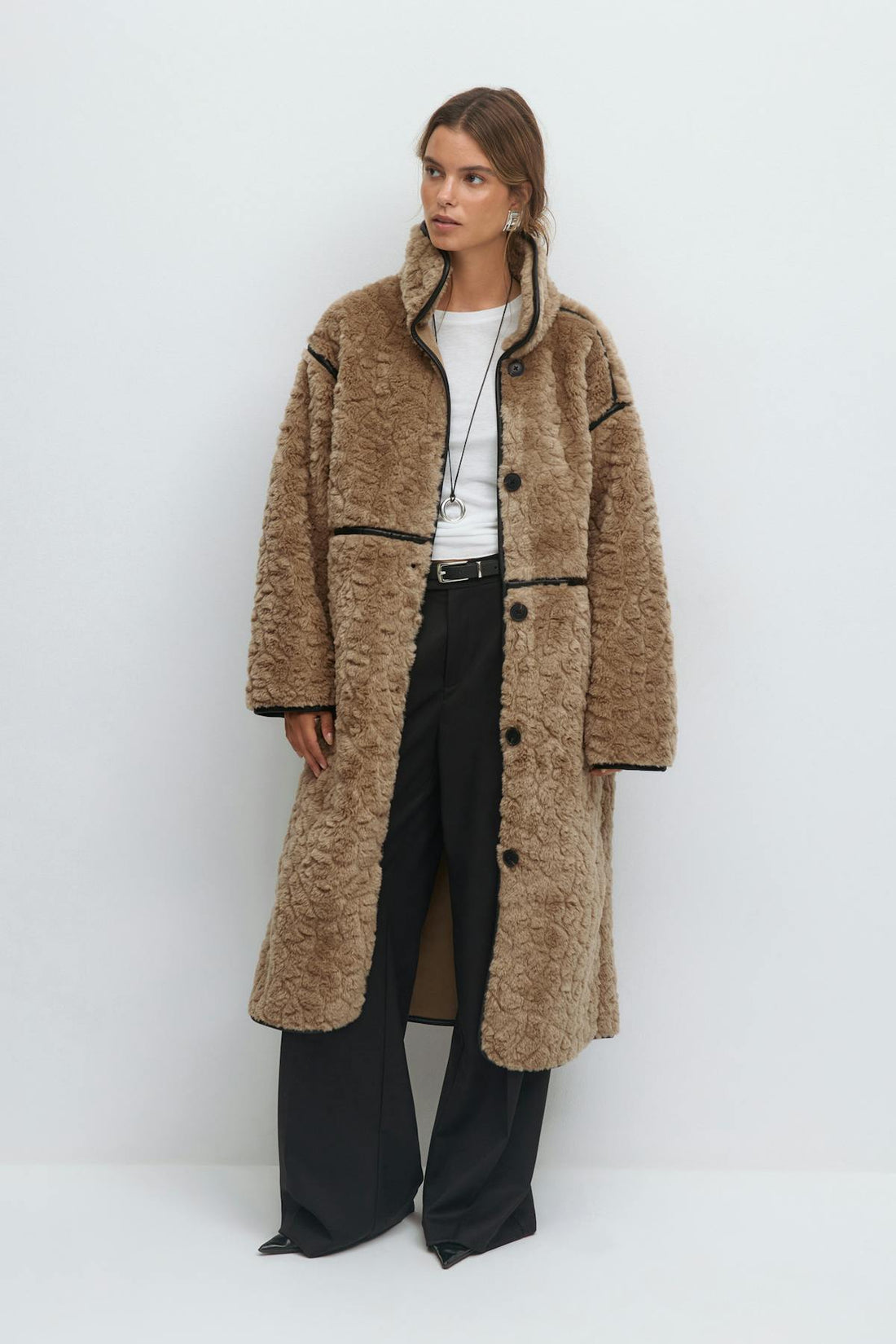 Faux fur bonded coat - Beige