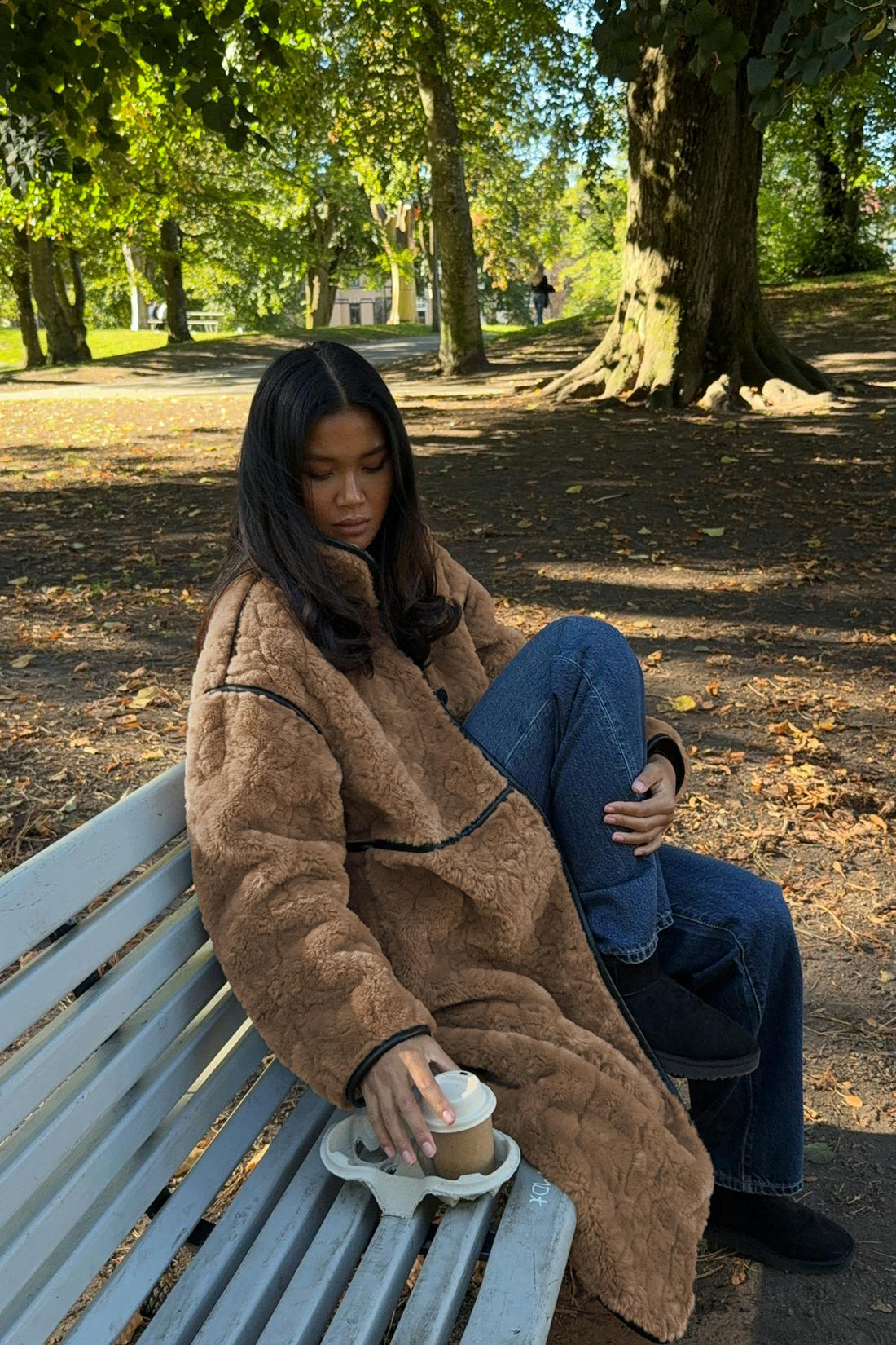 Faux fur bonded coat - Beige