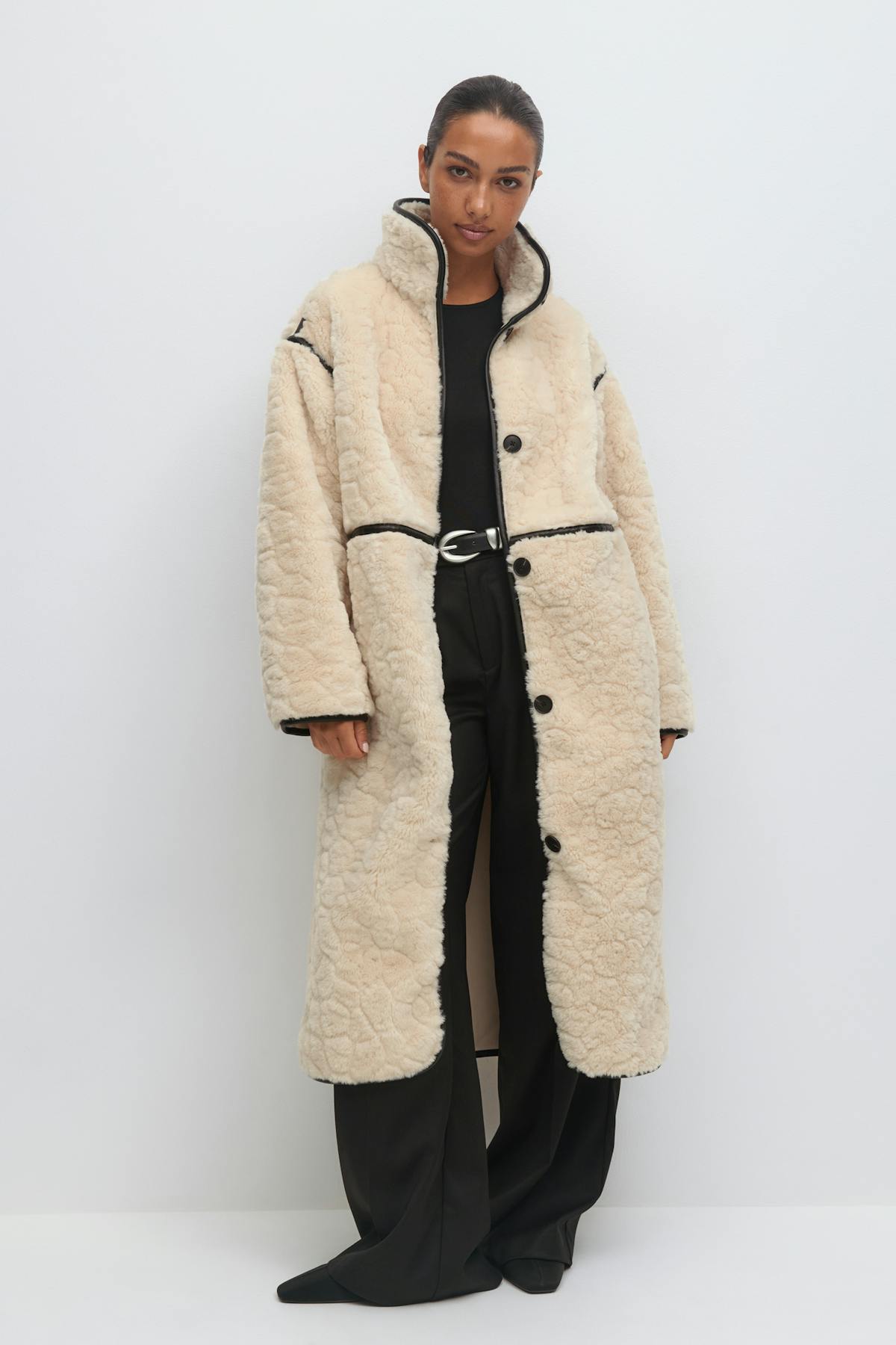 Faux fur bonded coat - Noir