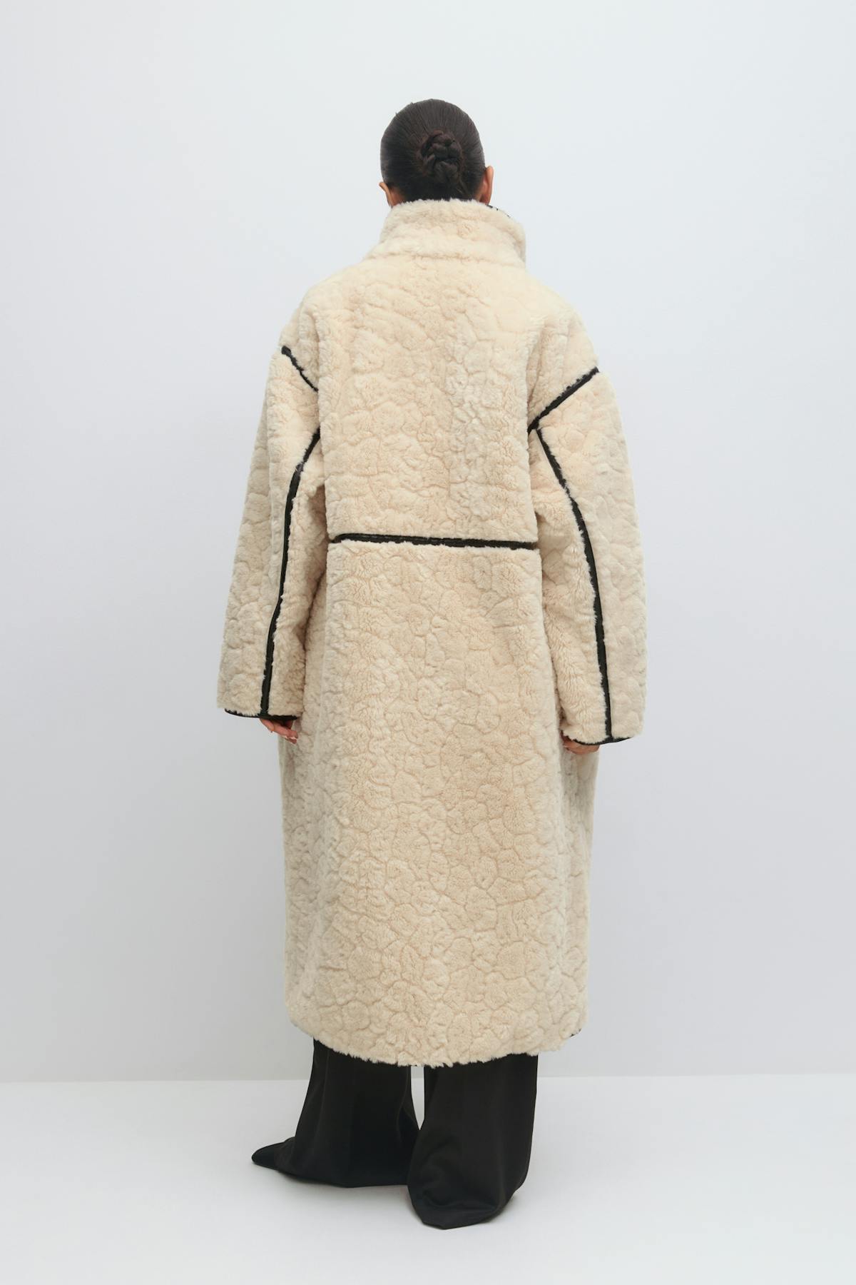 Faux fur bonded coat - Creme